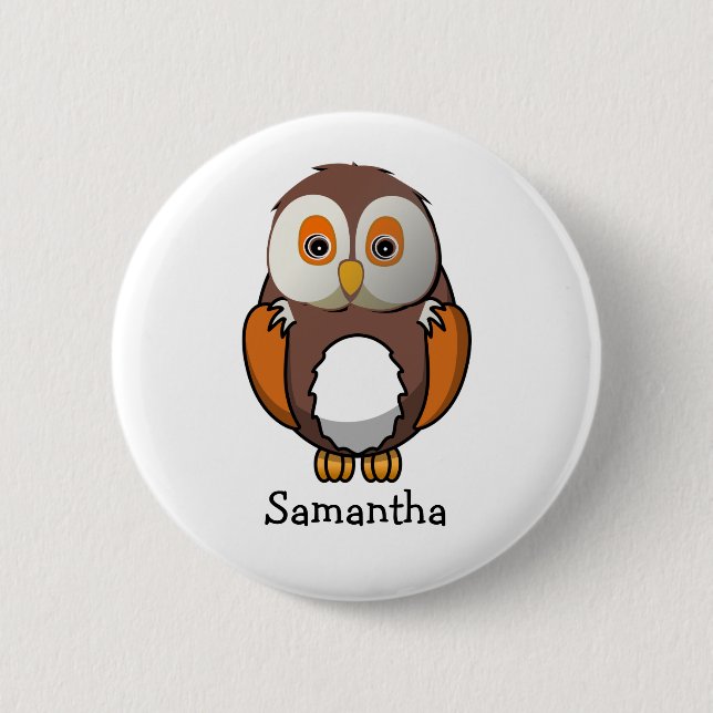 Cute Owl Personalized Button (Front)