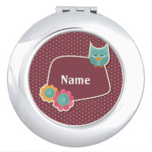 Cute Owl Personalized Compact Mirror