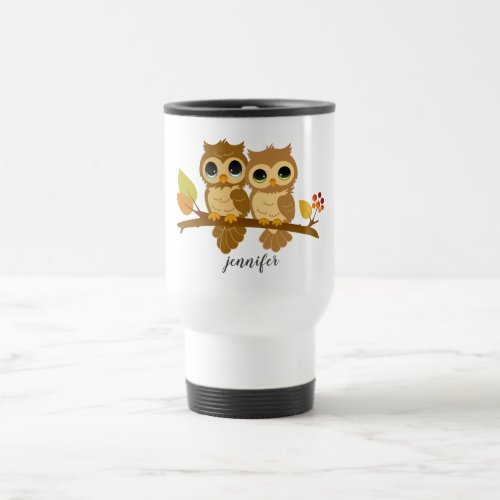 Cute Owl Personalized Travel Mug