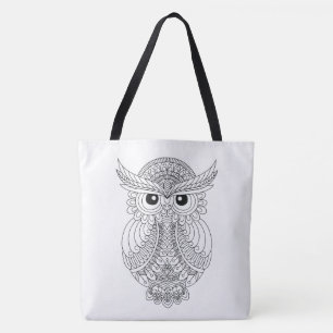 Cute Owl Pillow Folk Art Native American Owls Tote Bag