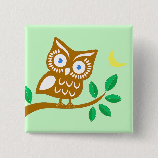 Cute Owl Pinback Button (Front)
