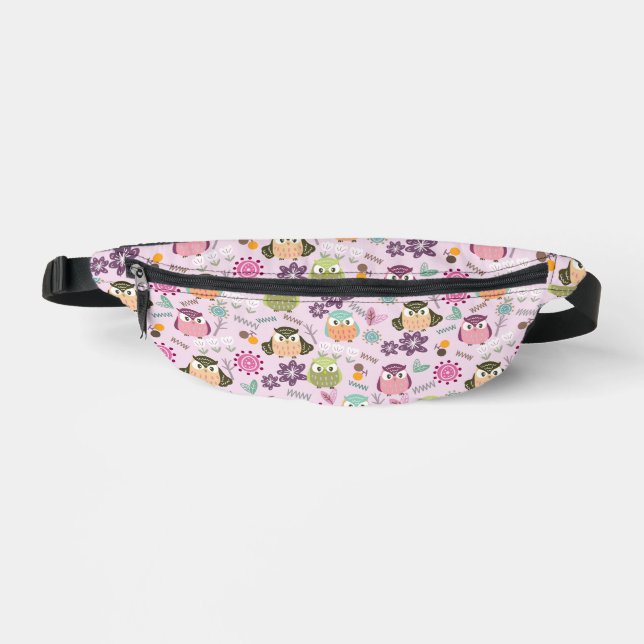Cute Owl Pink  Fanny Pack (Front)