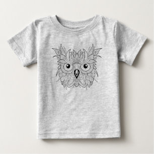 Cute Owl Portrait Doodle Baby T-Shirt
