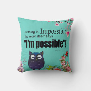 Cute Owl Positive Life Quotes Throw Pillow