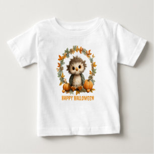 Cute Owl Pumpkin Happy Halloween Design Baby T-Shirt