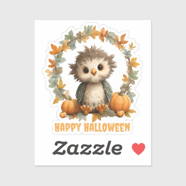 Cute Owl Pumpkin Happy Halloween Design Sticker (Sheet)