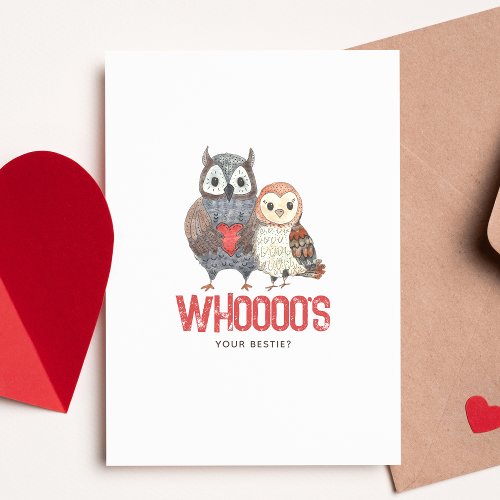 Cute Owl Pun Bestie Valentines Day Card