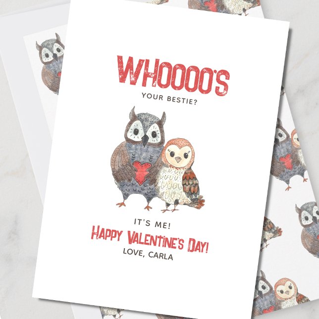 Cute Owl Pun Bestie Valentine's Day Holiday Card (Creator Uploaded)
