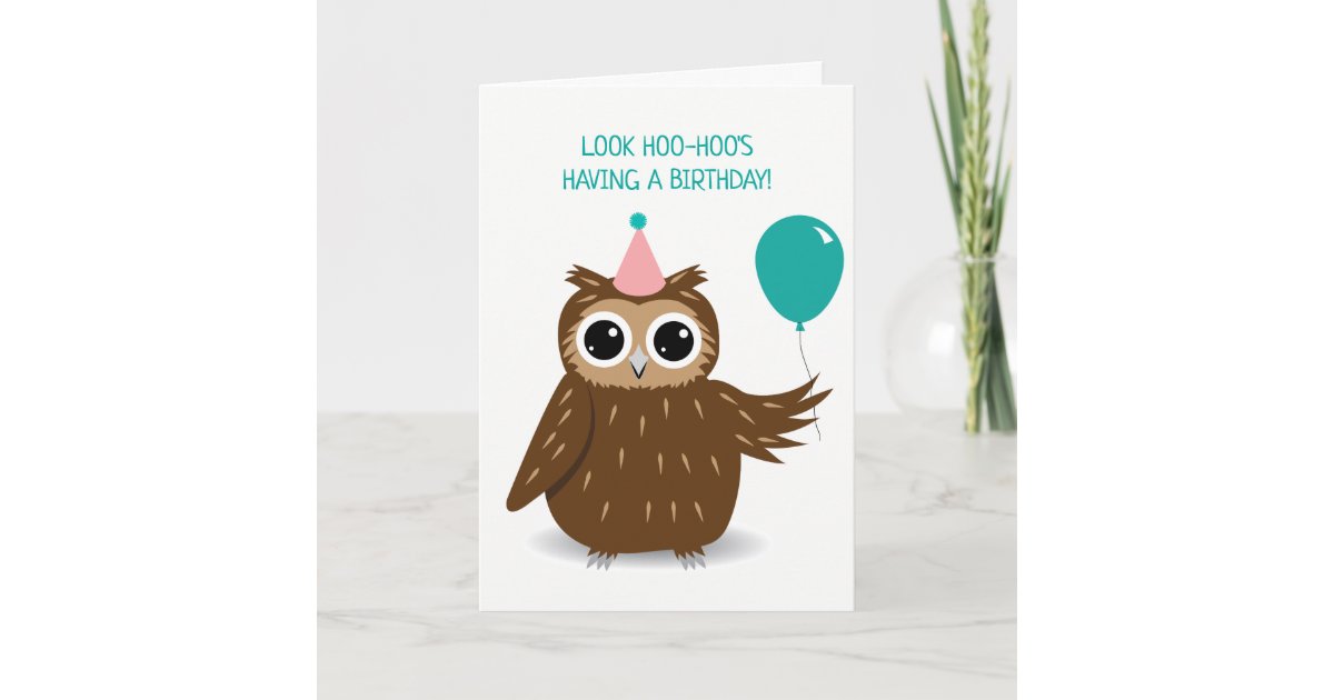 Cute Owl Pun Birthday Greeting Card | Zazzle.com