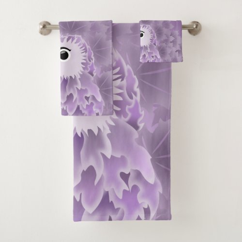 Cute Owl Purple Bath Towel Set