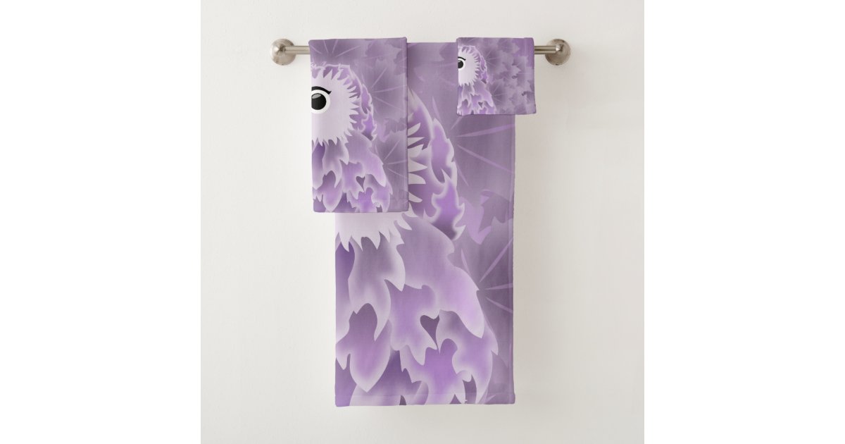 Cute Owl Purple Bath Towel Set Zazzle Com