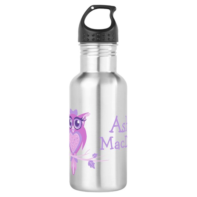 Cute owl purple kids drinks bottle (Front)