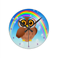 Cute Owl & Rainbow Clock
