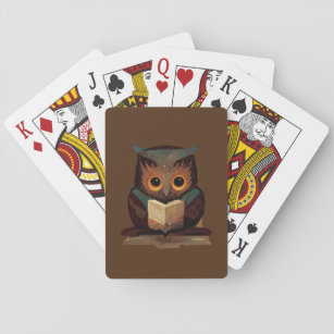 Cute Owl Reading a Book Playing Cards