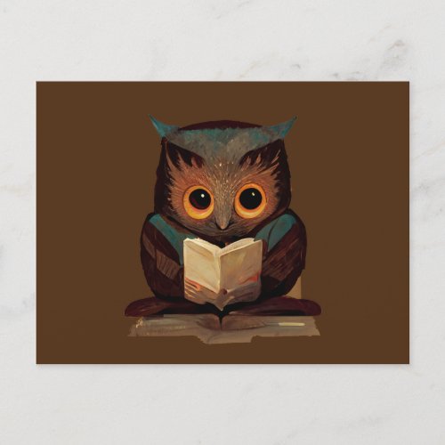 Cute Owl Reading a Book Postcard