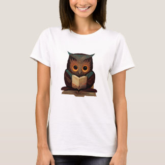 Cute Owl Reading a Book T-Shirt