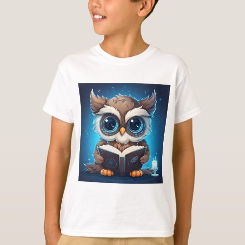 cute owl reading book T_Shirt