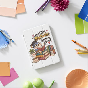 Cute Owl Reading Books Illustration iPad Mini Cover