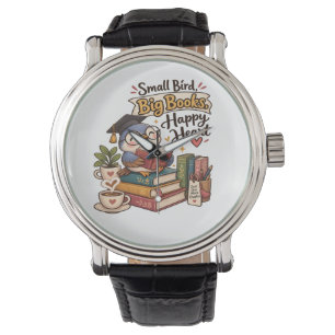 Cute Owl Reading Books Illustration Watch
