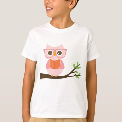 Cute Owl Reading T_Shirt