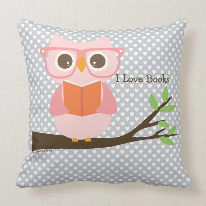 Cute Owl Reading Throw Pillow Zazzle Com
