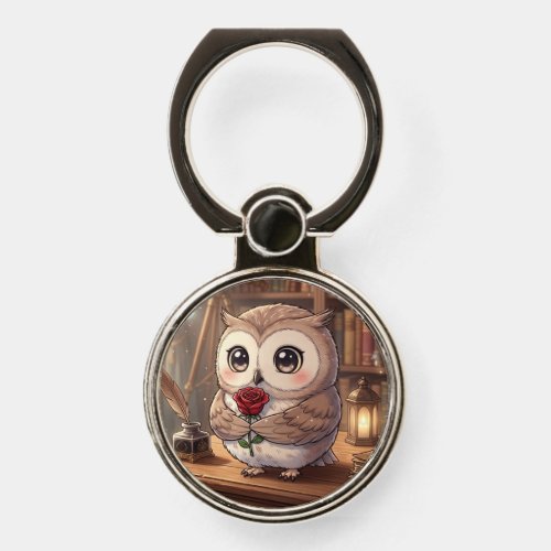 Cute Owl Rose Library Ring Holder