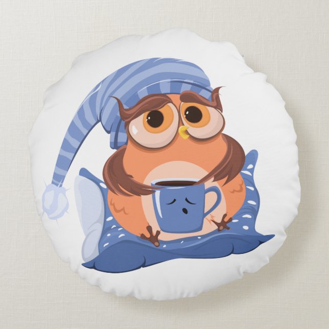 Cute Owl Round Pillow (Back)