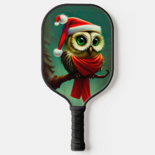 Cute Owl Rustic Victorian Christmas Pickleball Paddle