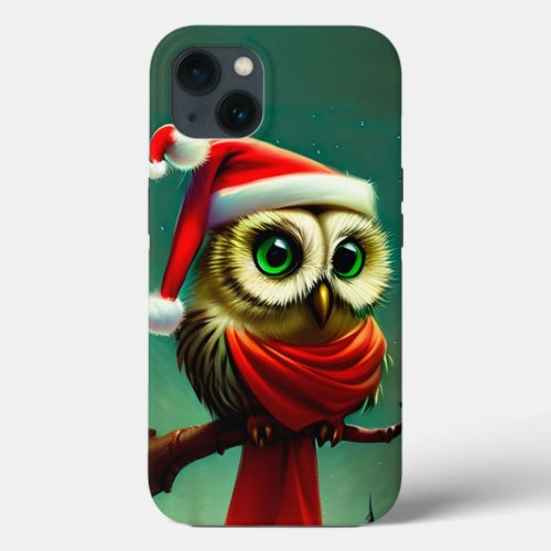 Cute Owl Rustic Vintage Christmas iPhone 13 Case