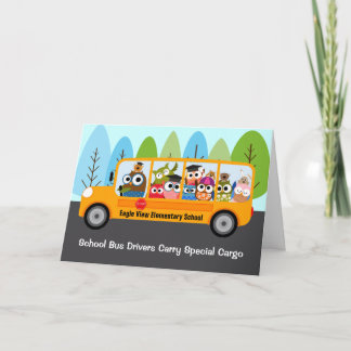 Cute Owl School Bus Driver Appreciation Thank You Card