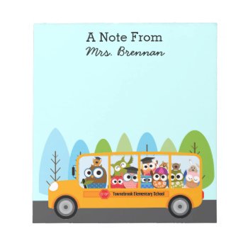 Cute Owl School Bus Driver Notepad by adams_apple at Zazzle