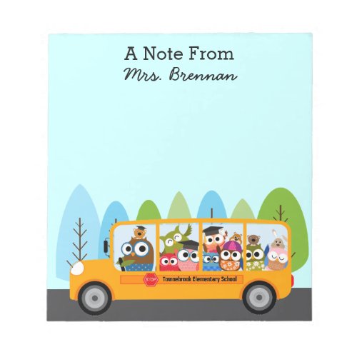 Cute Owl School Bus Driver Notepad