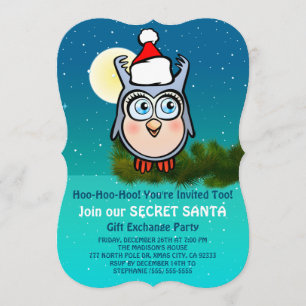 Cute Owl Secret Santa Party Invitation