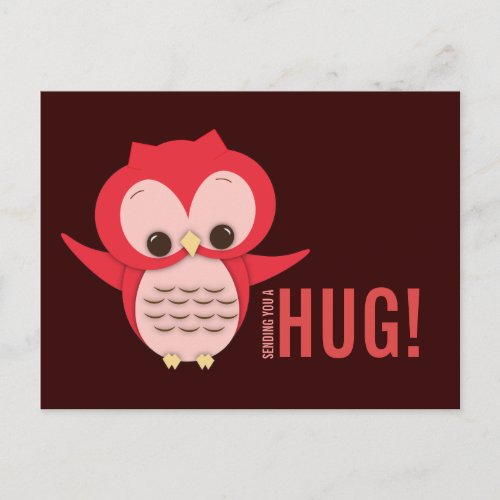 Cute Owl Sending a Hug Postcard
