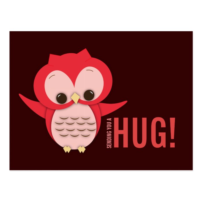 Cute Owl Sending a Hug Postcard