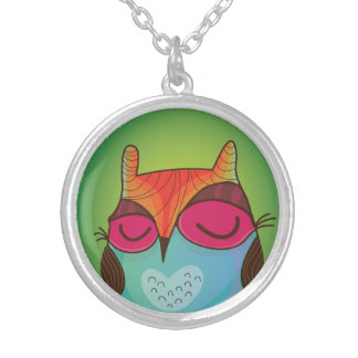 Cute owl silver necklace