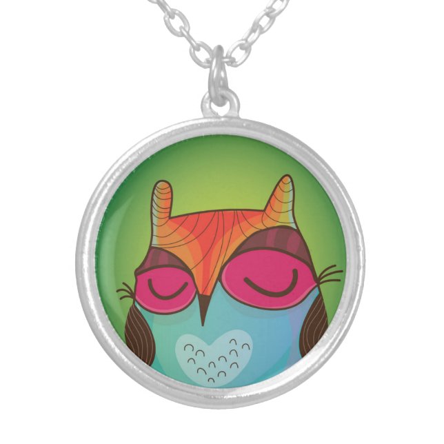 Cute owl silver necklace (Front)