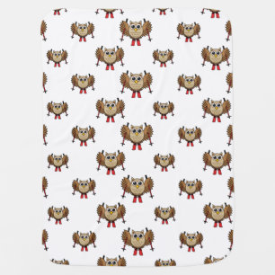 Cute Owl Skiing Cartoon Baby Blanket