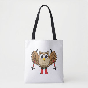Cute Owl Skiing Cartoon Tote Bag
