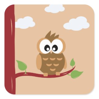 Cute Owl Square Sticker sticker