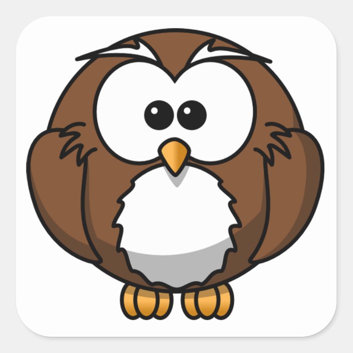 Cute Owl Square Sticker | Zazzle.com