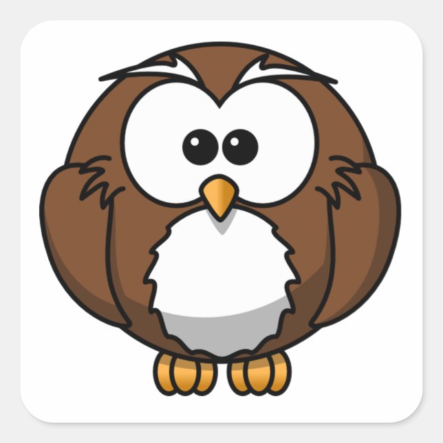 Cute Owl Square Sticker (Front)