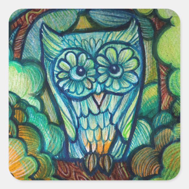 Cute Owl                                           Square Sticker (Front)