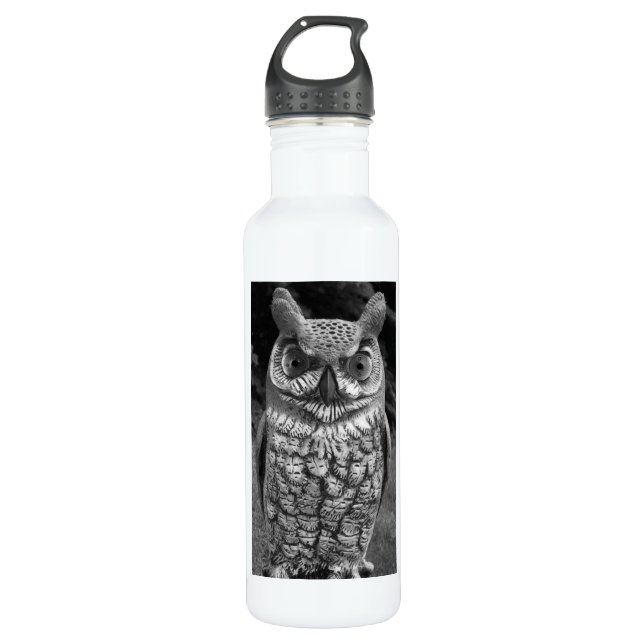 Cute Owl Statue Water Bottle (Front)