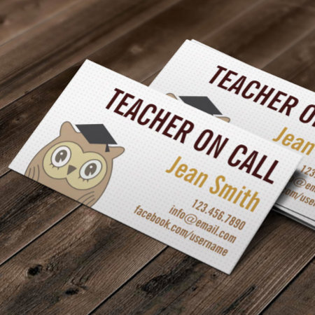 Cute Owl Teacher On Call Business Card
