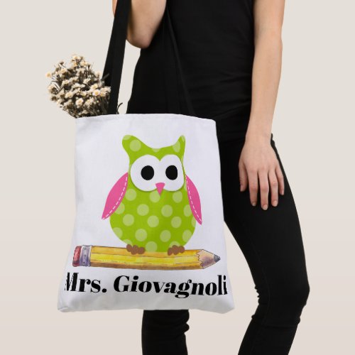 Cute Owl Teacher Tote _ See Back