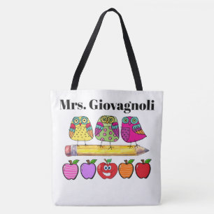 Cute Owl Teacher Tote - See Back!
