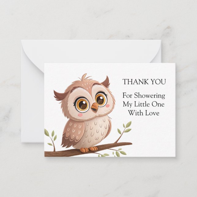 Cute Owl Thank You Note Card (Front)