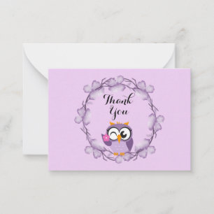 Cute Owl Thank You Note Card