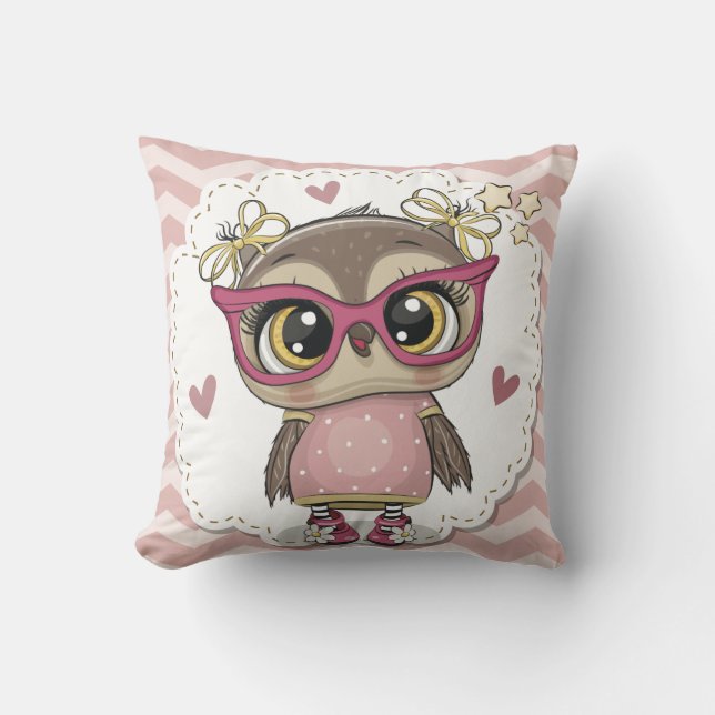 Cute Owl Throw Pillow (Front)